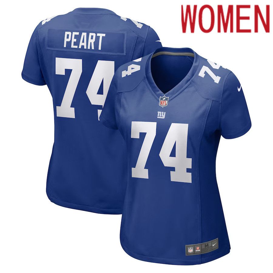 Women New York Giants #74 Matt Peart Nike Royal Game NFL Jersey->women nfl jersey->Women Jersey